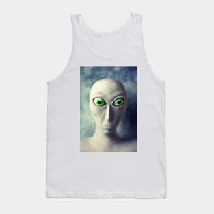 Alien With Big Green Eyes Tank Top